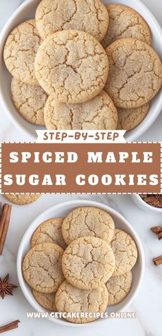 Soft and spiced Maple Sugar Cookies, perfect for fall baking recipes and festive holiday cookie trays. Maple Flavored Cookies, Chewy Maple Cookies, Fall Cookies Easy, Maple Baked Goods, Fall Cookie Recipes Autumn, Christmas Spice Cookies, Spiced Cookies Recipe, Maple Syrup Desserts, November Cookies