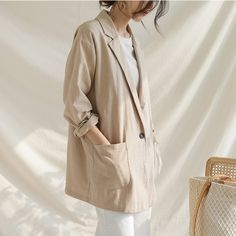 Women's Light Weight Blazer Open Front Cotton Linen Vintage Cardigan Blazer with Pocket Linen Coat, New Party Dress, Lapel Blazer, Linen Suit, Linen Jacket, Vintage Cardigan, Tank Top Camisole, Tank Top Hoodie, Pan Collar