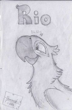 a drawing of a bird with the name rio on it