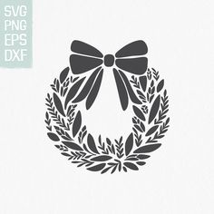 a wreath with a bow on it and the words svg png eps dxf