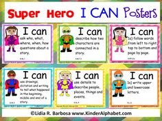 the super hero i can posters are displayed in different colors and styles, with text below