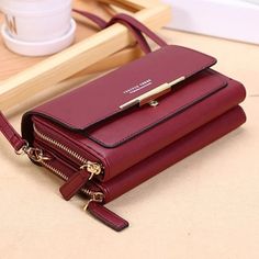 Women's Wallet Solid Color Small Diagonal Bag Multi-Function Mobile Phone Long Paragraph Clutch Bag Purse Female 6 Color Spring Purses, Womens Messenger Bag, Wedding Bags, Cheap Purses, Everyday Handbag, Red Purse, Beg Tangan, Small Crossbody Purse, Cute Handbags