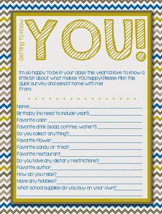 a blue and yellow chevron pattern with the words you written on it in black ink