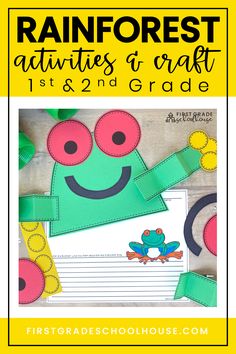 a frog craft with the text rainforest activities and crafts for 1st grade students to make