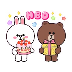 two cartoon bears holding a birthday cake and a teddy bear