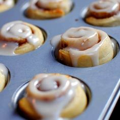 glazed donuts in a muffin tin ready to be baked