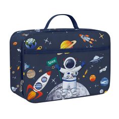 PRICES MAY VARY. 👨‍🚀Premium Insulated Boys Lunch Box: Enhanced heavy duty material helps retain hot and cold temperatures up 5-6 hours to keep freshness and taste; food safe film inside, healthy, leak-proof, easy to wipe and clean 👨‍🚀 Blue Planet Lunch Bag for Kids: Bag Size: 10.2x7.9x3.9 in; Up to 5.2L(10 tins cola); Suitable for a variety of bento box, extra space for snacks, fruits, sandwiches and so on 👨‍🚀Universe Astronaut Lunch Tote：Astronauts holding flags and logging on to the moon Astronaut Food For Kids, Diy Astronaut Backpack, Playful Multicolor Lunch Bag For Playtime, Affordable Blue Lunch Box For Playtime, Boys Lunch Boxes, Astronaut Backpack, Toddler Lunch Box, Lunch Cooler, Cool Lunch Boxes