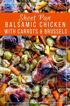 sheet pan balsamic chicken with carrots and brussel sprouts