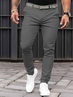 Men's Trousers Chinos Summer Pants Casual Pants Front Pocket Plain Comfort Breathable Casual Daily Holiday Fashion Basic Pumpkin Black 2024 - $24.99 Casual Slim Fit Solid Color Bottoms, Casual Solid Color Slim Fit Bottoms, Casual Slim Fit Gray Bottoms, Daily Holidays, Summer Pants, Pants Casual, Mens Trousers, Holiday Fashion, Front Pocket