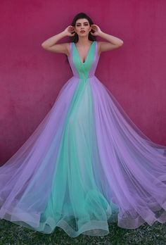 Rainbow Ball Gown, Rainbow Maternity Dress, Rainbow Prom Dress, Rainbow Wedding Dress, Flowy Gown, Beach Wedding Gown, Beautiful Evening Dresses, Haute Couture Gowns, Tulle Wedding Gown