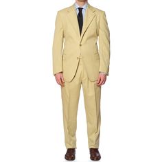 Retail Price: $970 NEW EU Size: 54 US Size: 42 Color: Beige 100% Cotton Three Button Closure Half Lined Unfinished Sleeve Buttonholes Double Vented Flap Pocket Notch Lapel Single Pleated Pants Zip Fly Closure Made in Italy Jacket Measurements: Shoulder: (seam to seam) 19.5" Jacket Length: 31" Sleeve Length (top of the shoulder seam to the edge of the vented side of the sleeve): 26.5" Chest: 44" Waist: 42" Pants Measurements: Waist: 37" Additional Fabric To Expand Waist 1.75" Inseam: Unfinished T Classic Fitted Summer Suit, Classic Slim Fit Summer Blazer, Classic Summer Slim Fit Blazer, Summer Slim Fit Single Breasted Suit, Tailored Summer Suits With Welt Pockets, Tailored Summer Suits For Business Casual, Tailored Summer Business Casual Suits, Spring Suits With Button Closure And Flat Front, Summer Tailored Business Casual Suits