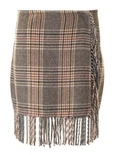 Liht brown Prince of Wales wool mini skirt with fringed edges from P.A.R.O.S.H. Versace Designer, Grey Mini Skirt, Wool Mini Skirt, Skirt For Women, Best Wallet, Prince Of Wales, Gray Skirt, Cool Socks, Shirt Skirt