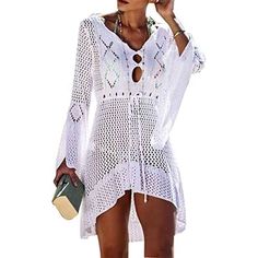 Womens Beach Tops Sexy Perspective Cover Dresses Bikini Cover-ups Net Coverups K531 Polyester Imported Hand Wash Only The fabric has some stretch Feature: long sleeve, hollow out, crochet cover up, cover ups for swimwear women Regular fit, swim... Fitted V-neck Beach Cover-up, Hollow Out Stretch Swimwear For Beachwear, Summer V-neck Cover-up For Swimming, Beachy Hollow Out Cover-up For Beach Party, Hollow Out Beachwear Cover-up For Vacation, Hollow Out Vacation Cover-up For Beach Season, Hollow Out Cover-up For Beach Party Vacation, Hollow Out Cover-up For Beach Party And Vacation, Beachy Hollow Out Beach Cover-up