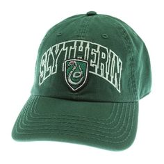 Harry Potter Snapback Hat House Crest Adjustable Caps - Slytherin The Hogwarts School of Witchcraft and Wizardry is the place where young wizards and witches go to learn the mysteries of magic. The students are divided into four different houses. The houses are Slytherin, Gryffindor, Ravenclaw and Hufflepuff. This officially licensed adult unisex snapback hat features a large front Slytherin embroidered logo patch and script design done in the house colors Emerald and Silver. Fits ages 14 and older best Size: One Size.  Color: Green. Hufflepuff Uniform, Hufflepuff Shirt, Slytherin Gryffindor, Gryffindor Ravenclaw, Harry Potter Set, School Of Witchcraft, Harry Potter Scarf, Script Design, Harry Potter Pin