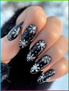 Make a bold statement this yuletide with 23 captivating black Christmas nail designs. These edgy yet festive creations offer a fresh take on holiday beauty. Explore a range of innovative techniques and embellishments that transform your nails into miniature canvases, showcasing your unique style during the merriest time of the year. Christmas Nails Acrylic Black, Christmas Nails Black And Silver, Christmas Nail Art Black, Christmas Nail Designs Black, Dark Christmas Nails, Black Christmas Nail Designs, Black Christmas Nails, Christmas Nail Ideas