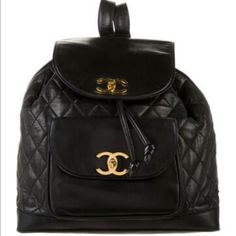 Great Chanel Vintage Quilted Cc Backpack. Melissa Wood Has It Too! Very Cool And Versatile. Good Condition. Wear On Bottom, Zoom Into Pictures. Originally Purchased From The Real Real. Already Certified Authentic. Black Leather Gold-Tone Hardware Chain-Link Shoulder Straps Single Exterior Pocket Leather Lining & Dual Interior Pockets Drawstring Closure At Front Dimensions: Shoulder Strap Length: 14.5" Height: 11" Width: 11.5" Depth: 4" Melissa Wood, The Real Real, Chanel Backpack, Real Real, Chanel Vintage, Vintage Quilts, Vintage Chanel, Chain Link, Shoulder Straps