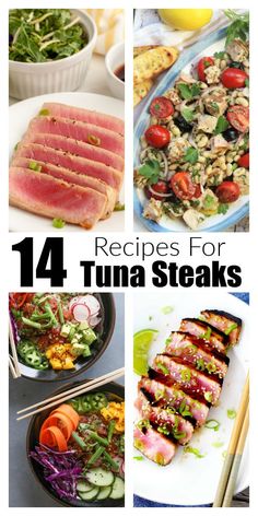 Plates with tuna steak. Fresh Tuna Loin Recipes, Bluefin Tuna Recipe Grilled, Mediterranean Diet Tuna Steak Recipes, Aip Tuna Steak Recipes, Bluefin Tuna Steak Recipes, Fresh Bluefin Tuna Recipes, Ahi Tuna Dinner Recipes, Easy Fresh Tuna Recipes, Bluefin Tuna Recipes