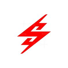 a red and white lightning bolt logo on a white background