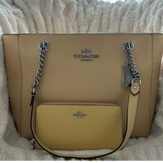 Like New Coach Bag And Zip Around Wallet. Only Used A Few Times. Color Is More Of A Light Yellow For Both Wallet And Purse. Not Sure Why Showing Up A Brighter Yellow For Wallet. Coach Bags With Card Slots For Daily Use, Coach Crossbody Bag With Card Slots, Coach Travel Bag With Card Slots, Coach Bags With Card Slots For Travel, Coach Rectangular Bags With Card Slots, Yellow Travel Bags With Card Slots, Coach Leather Bags With Card Slots, Coach Pouch With Card Slots, Yellow Bags With Interior Card Slots For Everyday Use