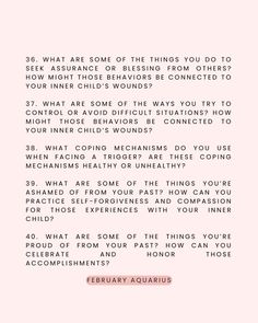 a pink background with the words, what are some of the things you do to how might those behavior be connected to your inner child?