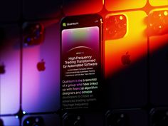 an iphone is lit up in the dark with bright lights behind it and on display