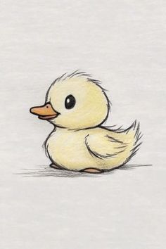 This charming doodle captures the sweetness of a little duckling taking a stroll. Perfect for fans of cute animal art, this drawing is a delightful representation of innocence and simplicity in nature. #DucklingDoodles #CuteAnimalArt #AdorableSketches A Animal Drawing, Mini Duck Drawing, Drawing Ideas About Nature, Cute Paintings Of Animals, Ducks Drawing Cute, Duck And Ducklings Drawing, Cute Drawings Duck, Cute Art Drawings Doodles, Cute Easy Cartoon Drawings