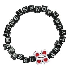 Purchase the Black Alphabet Square Cube Beads By Creatology™ at Michaels. Teach your little one's how to make friendship bracelets using these alphabet beads by Creatology. Teach your little one's how to make friendship bracelets using these alphabet beads by Creatology. This wonderful assortment of square cube beads is perfect to create jewelry, accessories and other kids' crafts. Team them with colorful beads and strands to make adorable accessories for dolls. Details: Black and white 0.25" (6 Themed Black Beaded Jewelry, Black Jewelry With Letter Beads For Friendship, Friendship Black Jewelry With Letter Beads, Novelty Black Friendship Bracelets, Black Beaded Bracelets With Letter Beads For Friendship, Playful Black Round Bead Jewelry, Black Beaded Bracelets With Heart Beads For Gifts, Black Beaded Bracelets With Heart Beads As Gift, Customizable Black Adjustable Beaded Bracelets