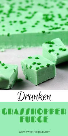 green fudge cake with text overlay