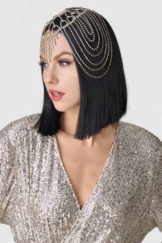 Roar back 100 years to unprecedented golden 20s with this headband, which perfectly create an elegant and sophisticated Gatsby style. Features: Shiny crystals and rhinestones Gorgeous divine deco design Beautifully structured arrays Dripped rhinestone chains Gold Gatsby Headpiece For Party, Elegant Rhinestone Headband For Party, Gold Gatsby Headpieces For Evening, Gold Crystal Jewelry With Rhinestone Fringe, Elegant Crystal Hair Accessories For Party, Elegant Evening Headband With Rhinestones, Gold Beaded Body Jewelry For Parties, Gold Gatsby Evening Headpieces, Gold Gatsby Style Party Jewelry