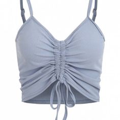 It’s A Super Cute Ribbed Cropped Drawstring Top That’s A Light Blue. It’s Never Been Worn And Still Has The Tag On It ! Cami Top Pattern, Cami Outfit, Crop Cami Top, Costume Intero, Layering Outfits, Crop Top Outfits, Cropped Cami, Cami Crop Top, Top Light