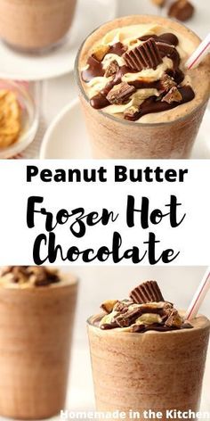 Iced Hot Chocolate, Peanut Butter Whipped Cream, Peanut Butter Hot Chocolate, Homemade Snickers, Frozen Hot Chocolate, Refreshing Drinks Recipes, Alcoholic Drink, Homemade Hot Chocolate, Hot Chocolate Bars