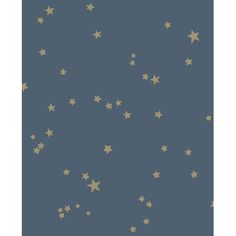 a blue and gold wallpaper with stars in the sky on it's side