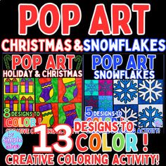 the pop art christmas and snowflakes poster