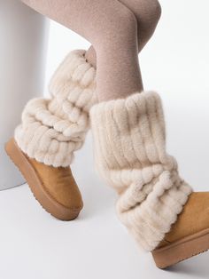 Fuzzy Legwarmers Outfit, Thick Knit Leg Warmers, Uggs Leg Warmers, Leg Warmers Aesthetic, Fluffy Leg Warmers, Winter Leg Warmers, Cute Kawaii Outfits, Antlers Decor, Cozy Clothes