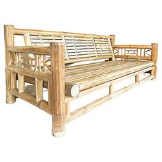 a wooden bench sitting on top of a white background