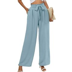 This Chiclily high waisted belted wide leg pants for women fit more women than normal pants for its design. It will work even If you are curvy or have thick calves and thighs. The bow in the front is a nice little addition to dress them up as well, and make them more stylish than most summer pants. Stylish Design: High waisted pants with elastic waistband and tied belt. Convenient Side Pockets-the pockets are practical and cute, deep and roomy enough to hold your hands, phone, wallet, keys, etc. Versatile High Waist Belted Bottoms, Versatile High Waist Belted Pants, High Waist Belted Versatile Pants, Spring High Waist Belted Wide Leg Pants, Versatile Belted Wide Leg Pants, High Waist Tie Waist Bottoms, Versatile High Waist Blue Wide Leg Pants, Blue Belted Summer Bottoms, Spring Blue Belted Bottoms