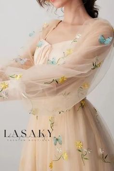 Lasaky - Exquisite Womens A-Line Lace Dress featuring Intricate Embroidered Tulle and Elegant Butterfly Appliques