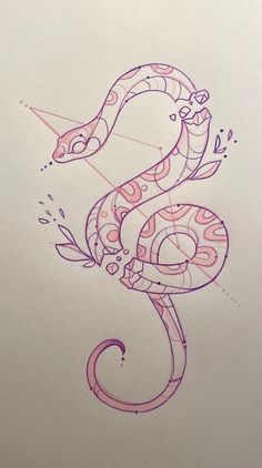 a drawing of a snake with an arrow on it's head and the letter s in