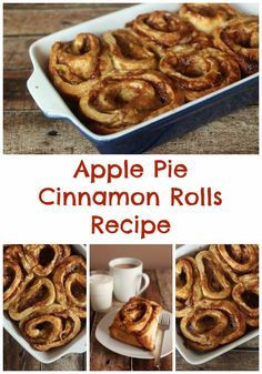 an apple pie cinnamon rolls recipe in a baking pan