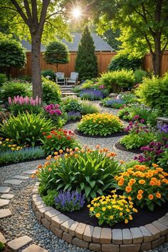 a garden filled with lots of colorful flowers