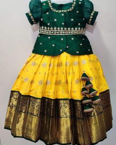 Indian Dresses For Kids, Girls Frocks, Pattu Langa, Kids Party Wear Dresses, Latest Model Blouse Designs