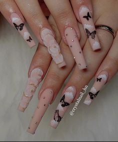 Birthday Nail Set Medium, Cool Nail Designs Square, Cute Nails Designs For Acrylics, Cute Long Acrylic Nails Coffin, Acrylic Long Nails Designs, Pretty Gel Nails Short, Long Acrylic Nails Designs Ideas, Pink Pretty Nails, Long Nails Inspiration