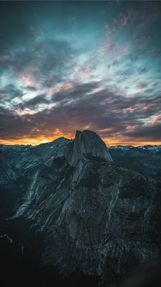 the sun is setting over yose peak in yose national park