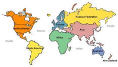 a world map with all the countries in different colors