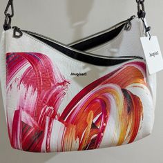 Brand New Desigual Bag. Comes With Change Purse And Extra Strap. 3 Main Compartment Pockets With 2 Inner Zip Pockets And 1 Outer Zip Pocket White Hobo Bag With Adjustable Strap, White Crossbody Hobo Bag With Handles, White Hobo Bag With Detachable Handle For Errands, Desigual Bag, Change Purse, Design Board, Board Design, Purse Bag, Zip Pockets