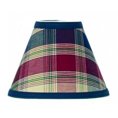 a lamp shade with a plaid pattern on it