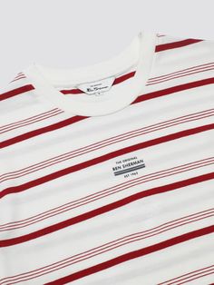 Signature Fine Stripe Tee - Snow White - Ben Sherman Stripe Tee, Old Shirts, Social Club, Striped Tee, Stripes Design, Dark Colors, Cotton T Shirt, Snow White, Cotton Tshirt