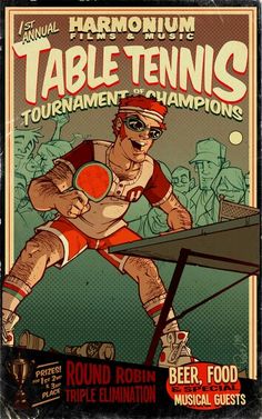 an old poster advertising table tennis tournament