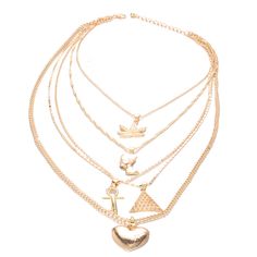 Lovely Trendy Gold Alloy Necklace_Necklace_Jewellery_Accessories_LovelyWholesale | Wholesale Shoes,Wholesale Clothing, Cheap Clothes,Cheap Shoes Online. - LovelyWholesale.com Cleopatra Necklace, Multi Layered Necklace, Pyramid Necklace, Cascade Necklace, Everyday Wear Jewelry, Egyptian Pharaoh, Love Pendant, Multi Layer Necklace, Party Necklace