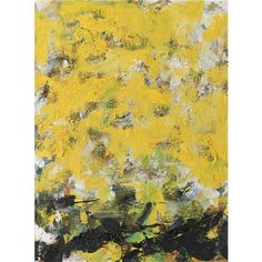 an abstract painting with yellow and black colors